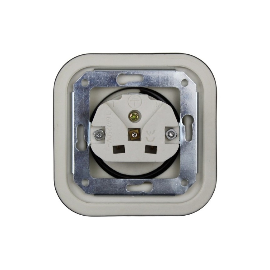 Elhard - Keramická retro zásuvka domovní s rámečkem 230V černá