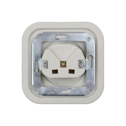 Elhard - Keramická retro zásuvka domovní s rámečkem SCHUKO 230V bílá
