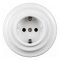 Elhard - Keramická retro zásuvka domovní s rámečkem SCHUKO 230V bílá