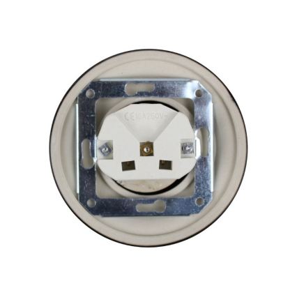 Elhard - Keramická retro zásuvka domovní s rámečkem SCHUKO 230V černá