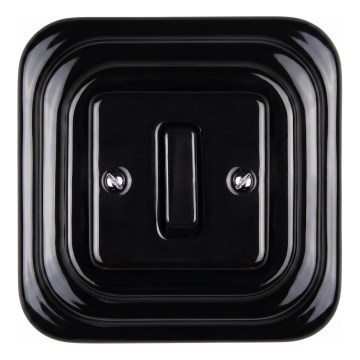 Elhard - Keramický retro jednoduchý vypínač s rámečkem č. 1/0 černá