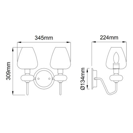Elstead - Nástěnné svítidlo ARMAND 2xE14/40W/230V černá/mosaz