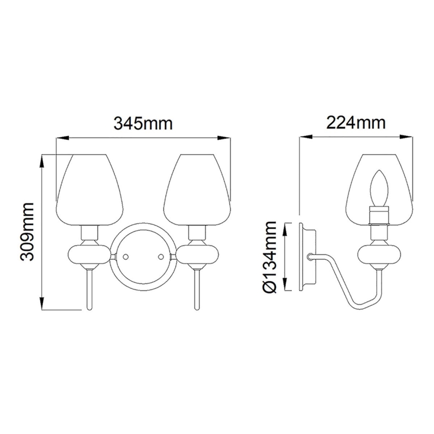 Elstead - Nástěnné svítidlo ARMAND 2xE14/40W/230V černá/mosaz