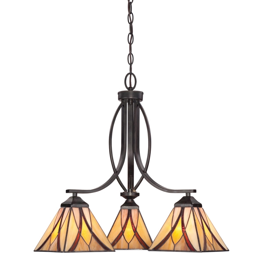 Elstead - Lustr na řetězu Tiffany ASHEVILLE 3xE27/60W/230V   