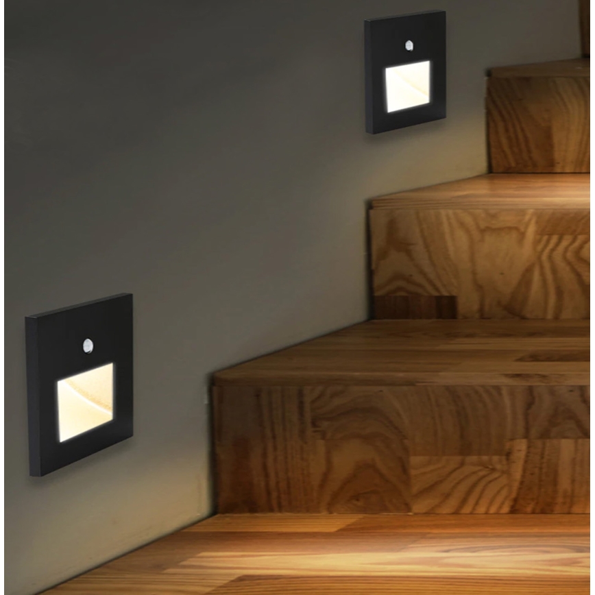 Emithor 70418 - LED Schodišťové svítidlo se senzorem SUNNY LED/1W/230V 4000K černá