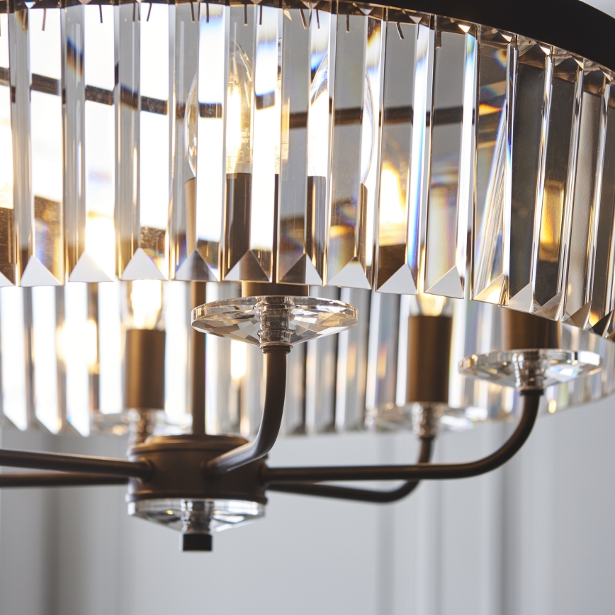 Endon 100711 - Lustr na řetězu CHESTERFIELD 6xE14/6W/230V pr. 55 cm černá