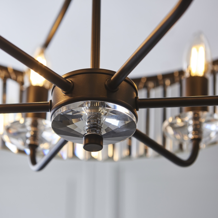 Endon 100711 - Lustr na řetězu CHESTERFIELD 6xE14/6W/230V pr. 55 cm černá