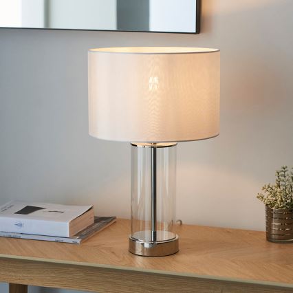 Endon 102674 - Stmívatelná stolní lampa LESSINA 1xE27/10W/230V lesklý chrom/bílá