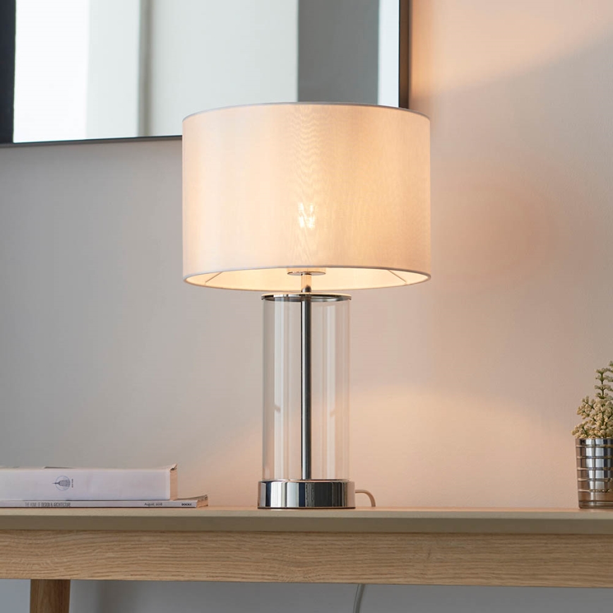 Endon 102674 - Stmívatelná stolní lampa LESSINA 1xE27/10W/230V lesklý chrom/bílá
