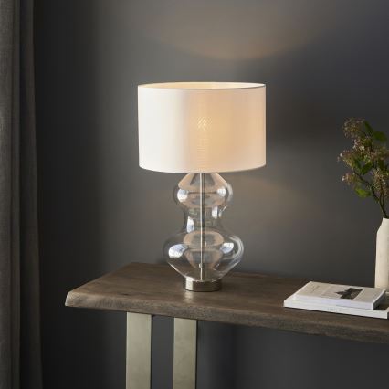 Endon 102676 - Stmívatelná stolní lampa KELDA 1xE27/10W/230V bílá/matný chrom