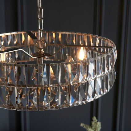 Endon 104467 - Lustr na řetězu CLIFTON 5xE14/6W/230V pr. 50,5 cm lesklý chrom/čirá