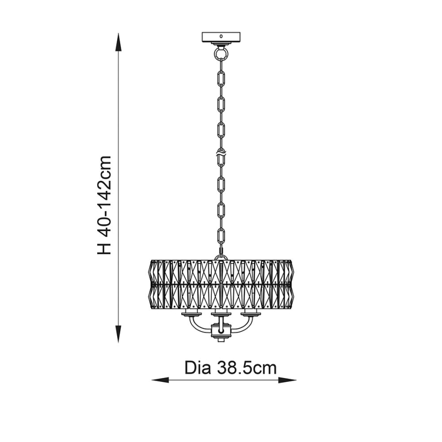 Endon 106243 - Lustr na řetězu CLIFTON 3xE14/6W/230V pr. 38,5 cm mosaz/čirá