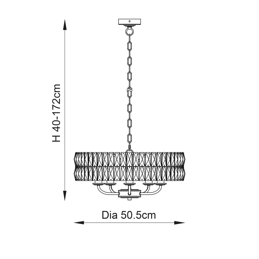 Endon 106244 - Lustr na řetězu CLIFTON 5xE14/6W/230V pr. 50,5 cm mosaz/čirá