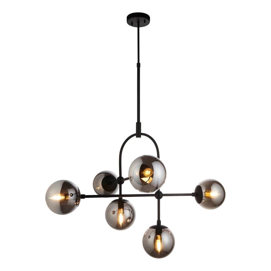 Endon 106661 - Lustr na tyči ONTARIO 6xE14/7W/230V černá/kouřová černá