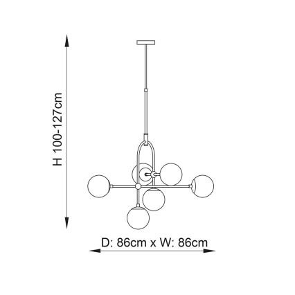 Endon 106661 - Lustr na tyči ONTARIO 6xE14/7W/230V černá/kouřová černá