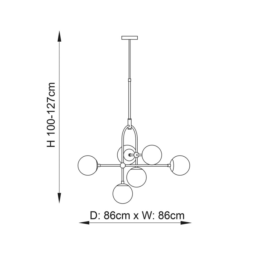 Endon 106661 - Lustr na tyči ONTARIO 6xE14/7W/230V černá/kouřová černá