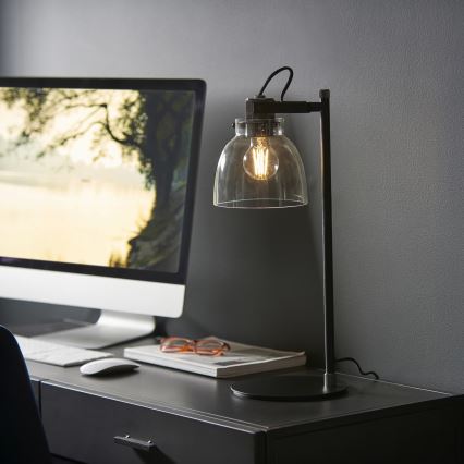 Endon 107012 - Stolní lampa URBAN 1xE27/10W/230V černá/kouřová černá