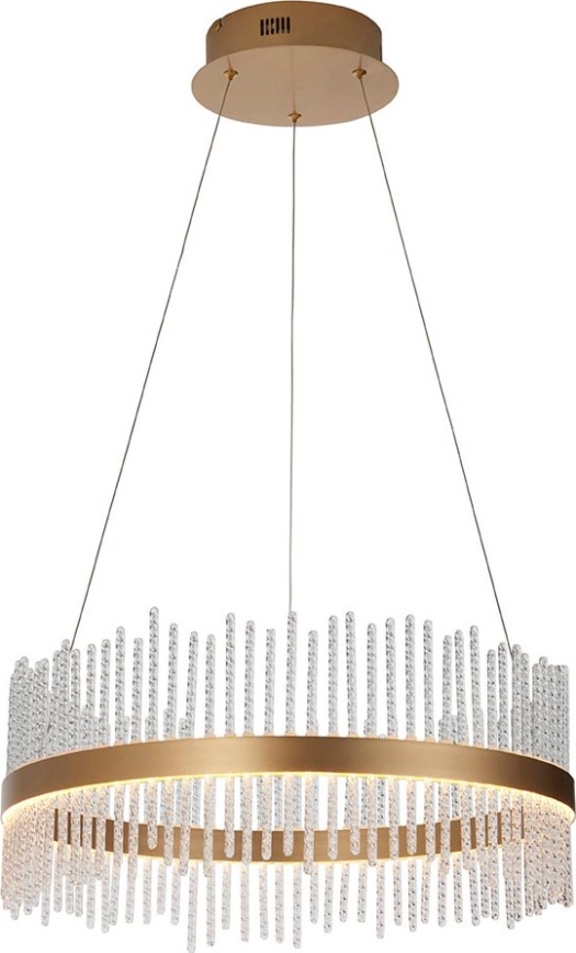 Endon 107671 - LED Stmívatelný lustr na lanku ADRIEL LED/41W/230V 3000K pr. 51 cm zlatá/čirá