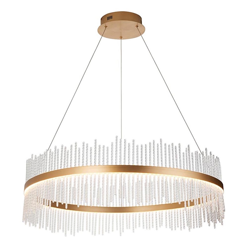Endon 107672 - LED Stmívatelný lustr na lanku ADRIEL LED/83W/230V 3000K pr. 89 cm zlatá/čirá