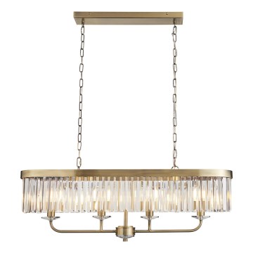 Endon 110539 - Lustr na řetězu CHESTERFIELD 4xE14/6W/230V mosaz