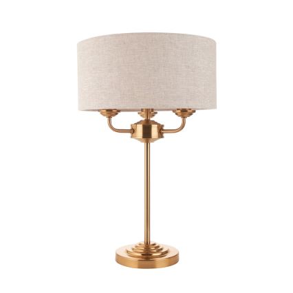 Endon 110721 - Stolní lampa HIGHCLERE 3xE14/18W/230V béžová/mosaz