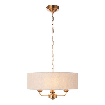 Endon 110723 - Lustr na řetězu HIGHCLERE 3xE14/40W/230V béžová/mosaz