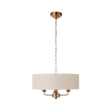 Endon 110723 - Lustr na řetězu HIGHCLERE 3xE14/40W/230V béžová/mosaz