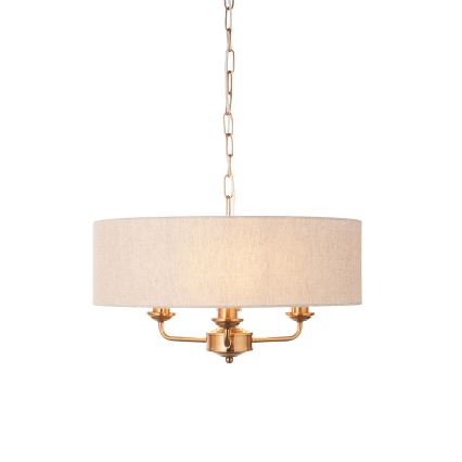 Endon 110723 - Lustr na řetězu HIGHCLERE 3xE14/40W/230V béžová/mosaz