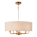 Endon 110727 - Lustr na řetězu HIGHCLERE 8xE14/6W/230V béžová/mosaz pr. 70 cm