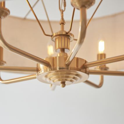 Endon 110727 - Lustr na řetězu HIGHCLERE 8xE14/6W/230V béžová/mosaz pr. 70 cm