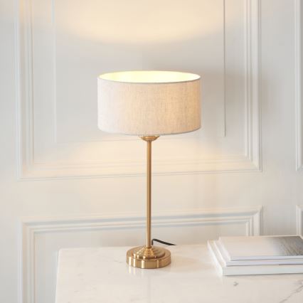 Endon 110728 - Stolní lampa HIGHCLERE 1xE14/7W/230V béžová/mosaz pr. 25 cm