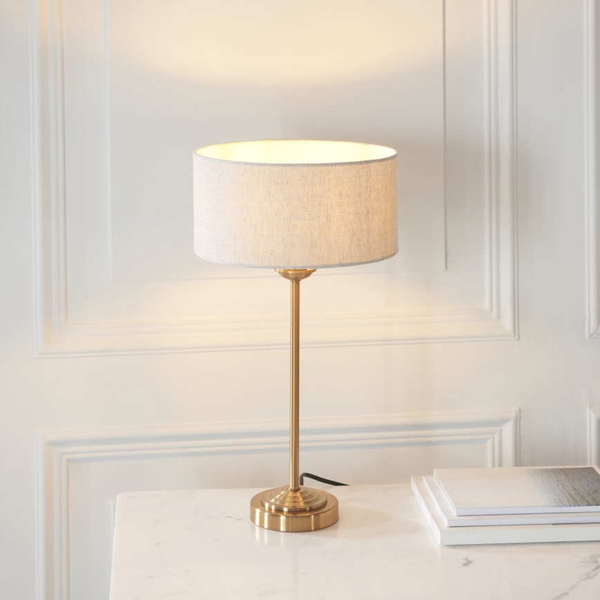 Endon 110728 - Stolní lampa HIGHCLERE 1xE14/7W/230V béžová/mosaz pr. 25 cm
