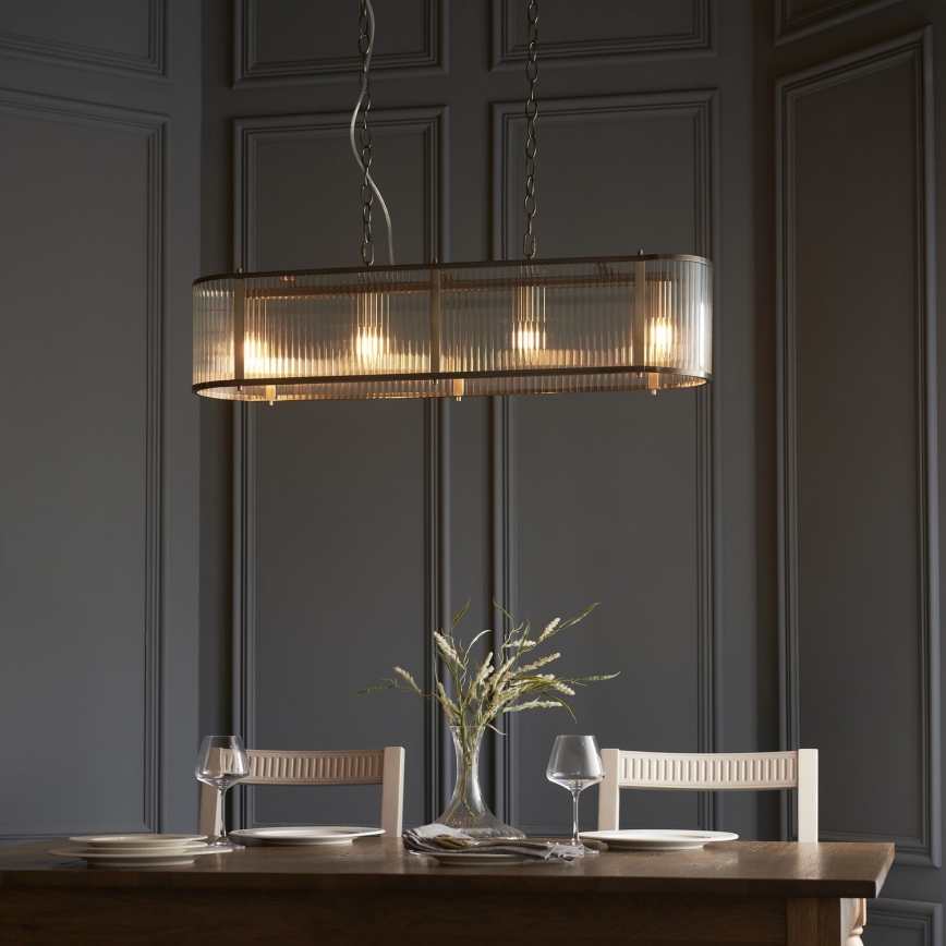 Endon 110945 - Lustr na řetězu RIDGETON 4xE14/6W/230V mosaz/čirá