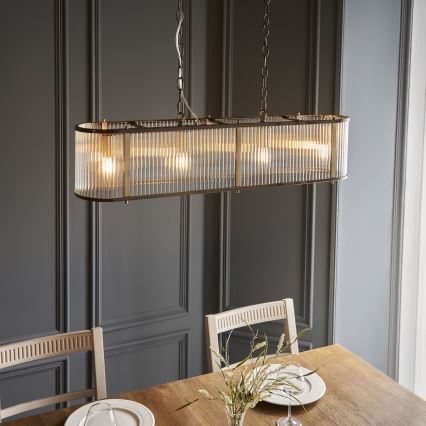 Endon 110945 - Lustr na řetězu RIDGETON 4xE14/6W/230V mosaz/čirá