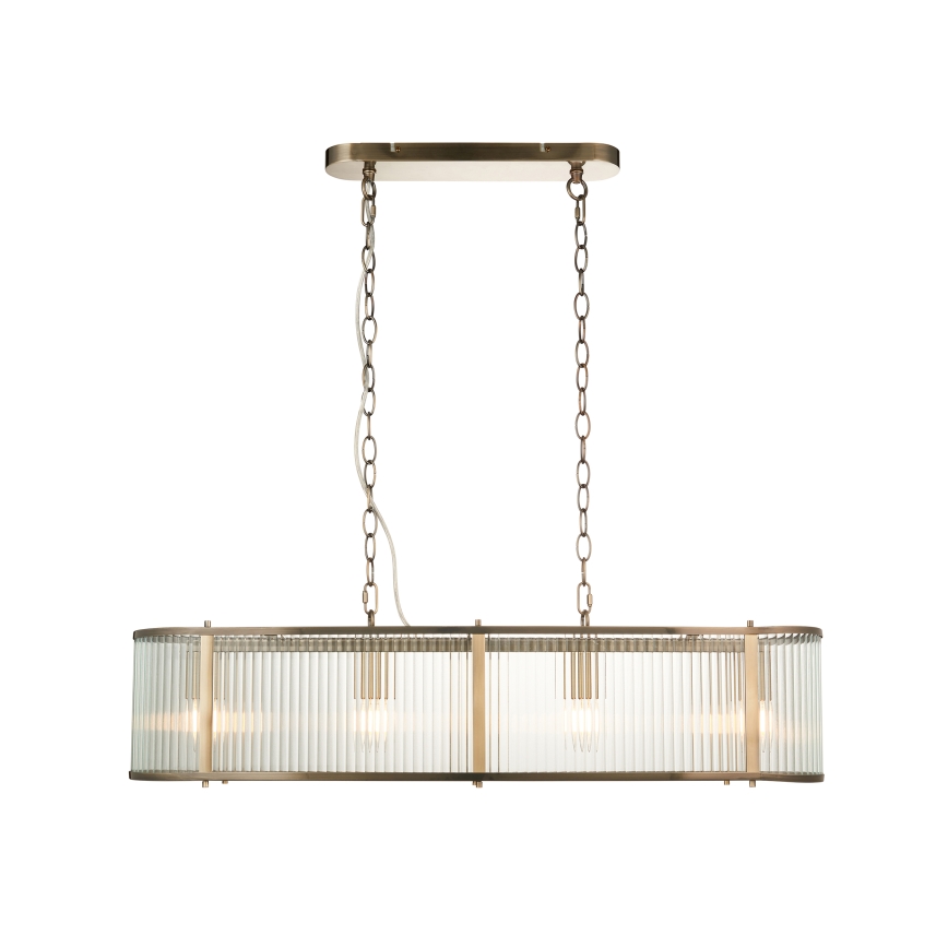 Endon 110945 - Lustr na řetězu RIDGETON 4xE14/6W/230V mosaz/čirá