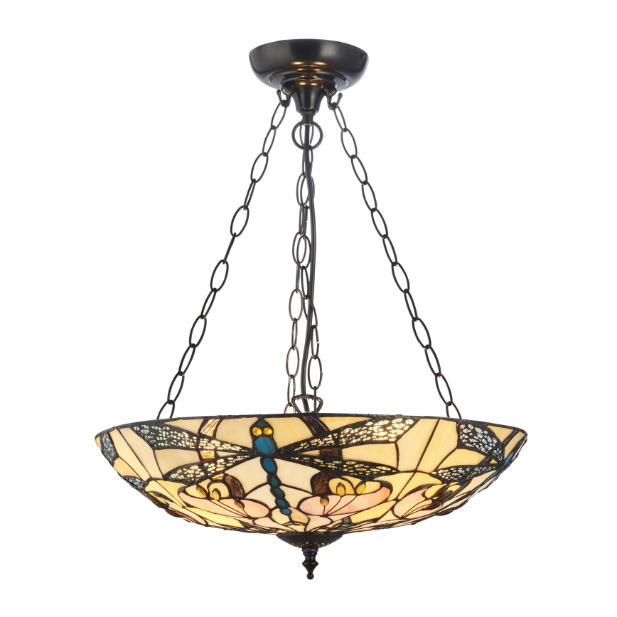 Endon 111869 - Lustr na řetězu Tiffany ASHTON 3xE27/10W/230V pr. 45 cm