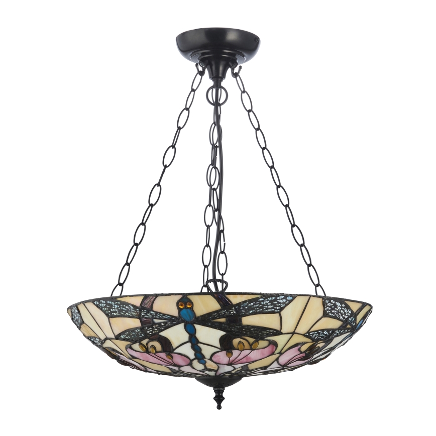 Endon 111869 - Lustr na řetězu Tiffany ASHTON 3xE27/10W/230V pr. 45 cm