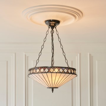Endon 111870 - Lustr na řetězu Tiffany FARGO 3xE27/10W/230V pr. 41,5 cm