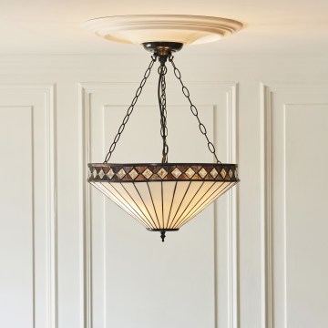 Endon 111871 - Lustr na řetězu Tiffany FARGO 3xE27/10W/230V pr. 50 cm