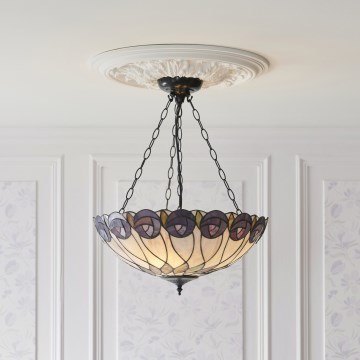 Endon 111872 - Lustr na řetězu Tiffany HUTCHINSON 3xE27/60W/230V pr. 50 cm