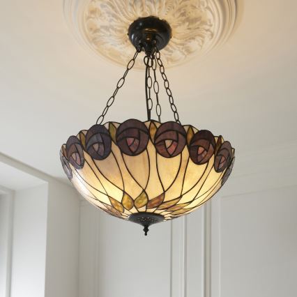 Endon 111872 - Lustr na řetězu Tiffany HUTCHINSON 3xE27/60W/230V pr. 50 cm
