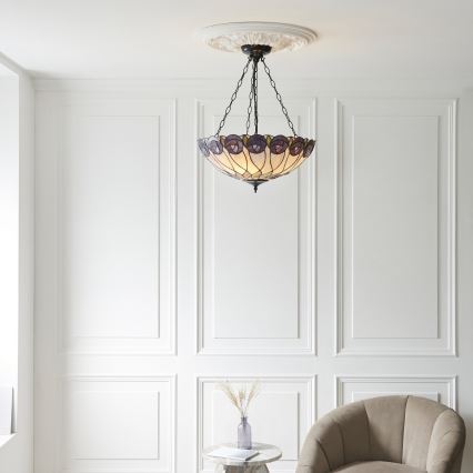 Endon 111872 - Lustr na řetězu Tiffany HUTCHINSON 3xE27/60W/230V pr. 50 cm