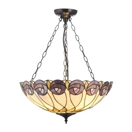 Endon 111872 - Lustr na řetězu Tiffany HUTCHINSON 3xE27/60W/230V pr. 50 cm