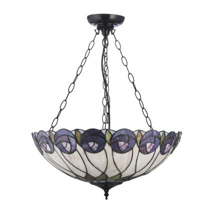 Endon 111872 - Lustr na řetězu Tiffany HUTCHINSON 3xE27/60W/230V pr. 50 cm