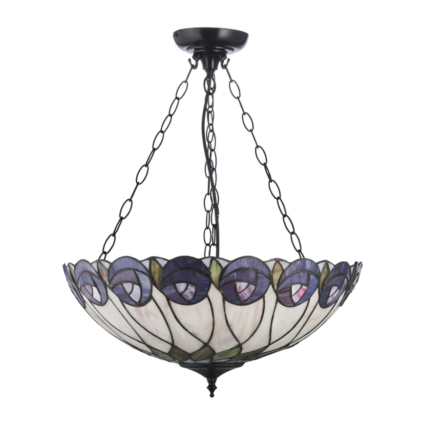 Endon 111872 - Lustr na řetězu Tiffany HUTCHINSON 3xE27/60W/230V pr. 50 cm