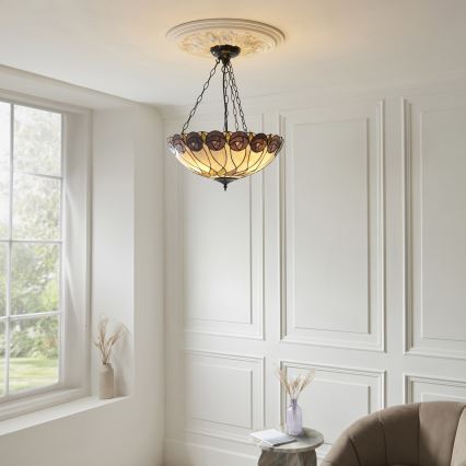 Endon 111872 - Lustr na řetězu Tiffany HUTCHINSON 3xE27/60W/230V pr. 50 cm