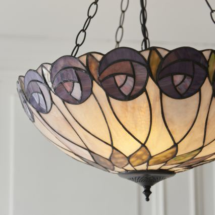 Endon 111872 - Lustr na řetězu Tiffany HUTCHINSON 3xE27/60W/230V pr. 50 cm
