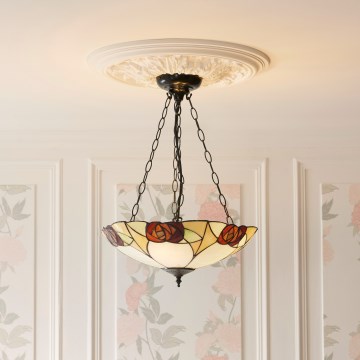 Endon 111879 - Lustr na řetězu Tiffany INGRAM 3xE27/10W/230V pr. 45 cm