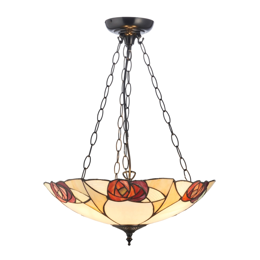 Endon 111879 - Lustr na řetězu Tiffany INGRAM 3xE27/10W/230V pr. 45 cm