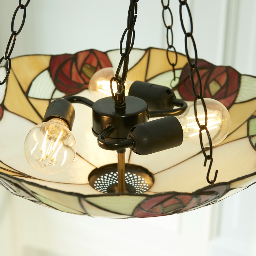Endon 111879 - Lustr na řetězu Tiffany INGRAM 3xE27/10W/230V pr. 45 cm